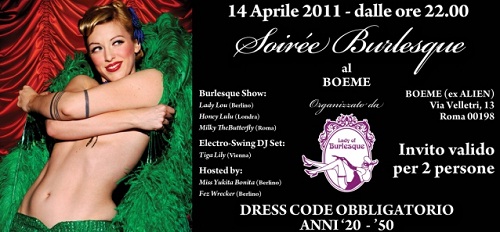 Lady of Burlesque: 14 aprile al club Bòeme di Roma