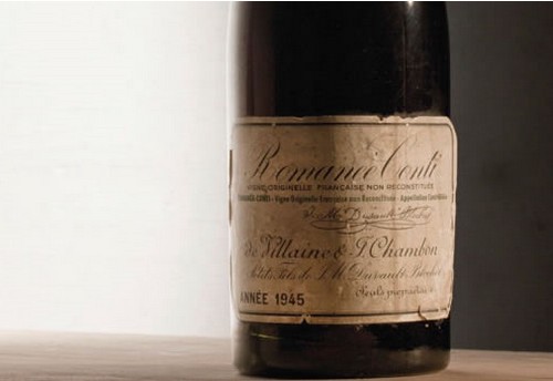 Vino Borgogna Romanee Conti 1945, venduto all'asta da Christie's a Ginevra