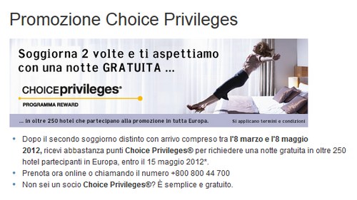 promozione Choice Privileges Viaggiare con Choice Hotels