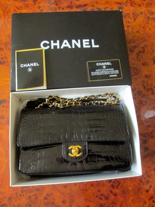 CHANEL CROCODILE BLACK DOUBLE FLAP (Custom)