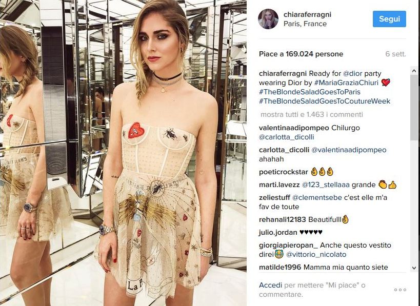 chiara ferragni per Dior